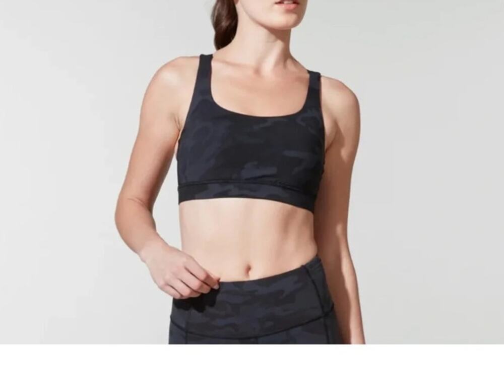 Lululemon Sz 4 Energy Bra Incognito Camo Multi Grey Black B/C Cup Sporty